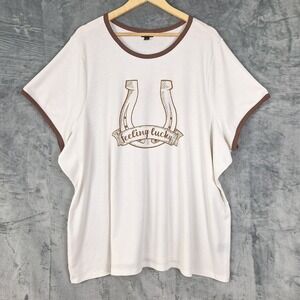 Torrid Top 5X Feeling Lucky Horseshoe‎ Ribbed Western Equestrian Horses Cowgirl